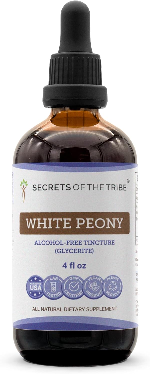 Secrets of the Tribe Extracto Líquido sin Alcohol de Peonía Blanca - Tintura de Paeonia Lactiflora (118 ml)
