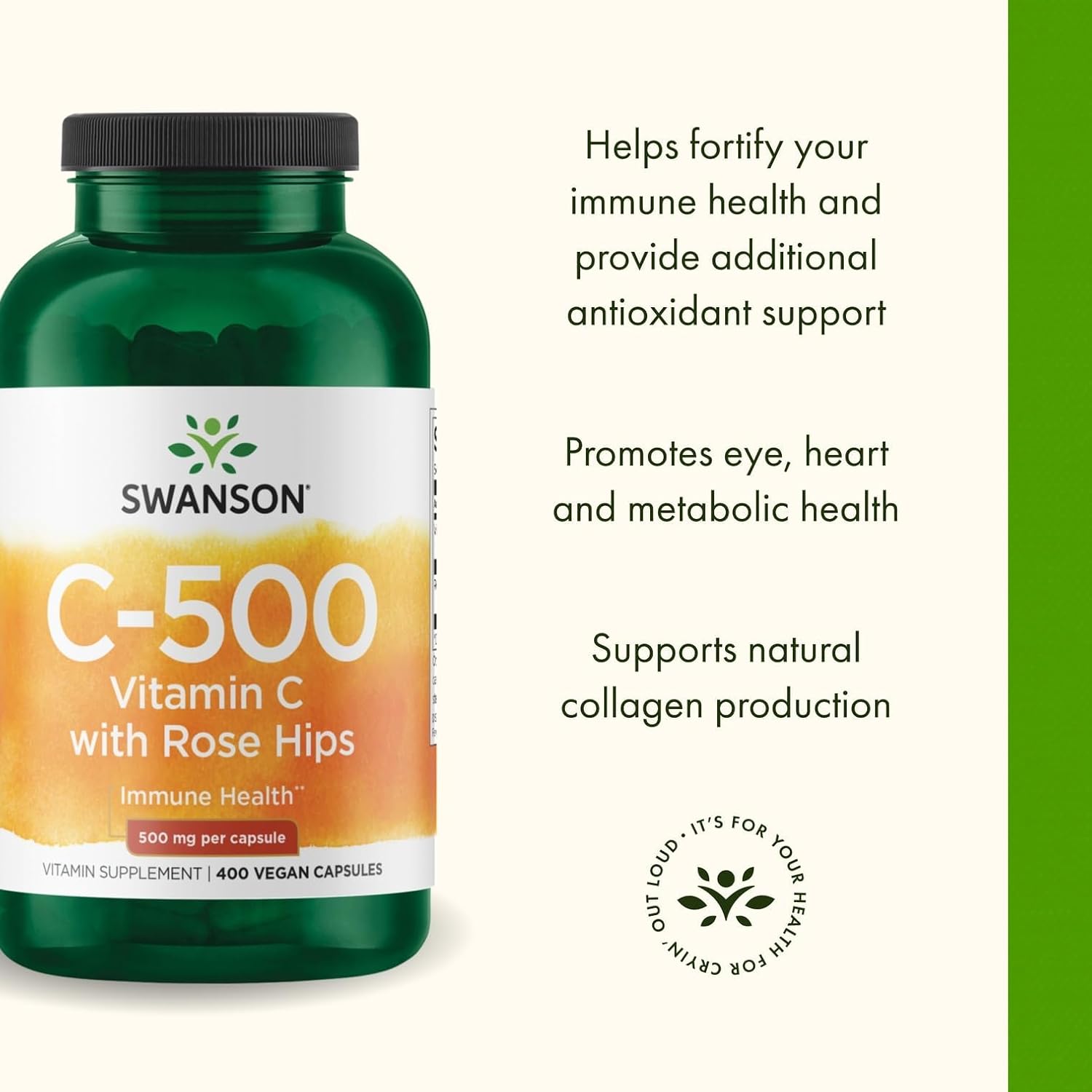 Swanson Vitamina C con Escaramujo 500 mg 400 Cápsulas