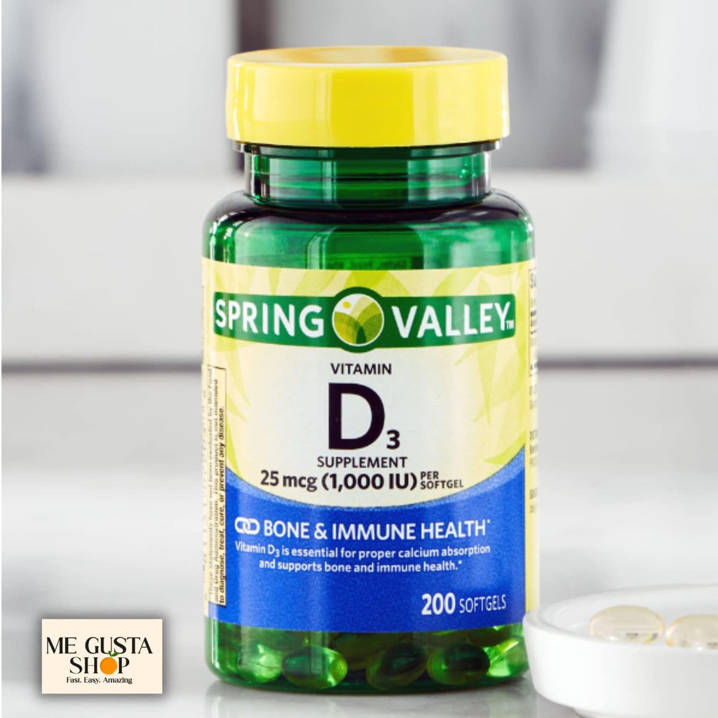 Vitamina D3 1000 UI (25 mcg) Softgels, 200 Cápsulas + Sticker Me Gusta