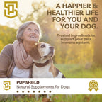 Pup Shield Fórmula de Apoyo Inmunológico Natural para Perros con Probióticos, Hoja de Olivo, Cola de Pavo y Equinácea, 30 Días