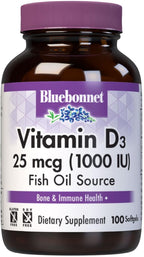 Bluebonnet Nutrition Vitamina D3 1000 UI - 100 Cápsulas Blandas