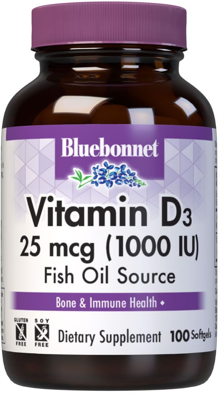 Bluebonnet Nutrition Vitamina D3 1000 UI - 100 Cápsulas Blandas