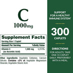 Nature's Bounty Vitamina C 1000 mg, 300 Caplets Vegetarianos