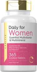 Carlyle Multivitamínico y Multimineral para Mujeres - 365 Comprimidos - Con Betacaroteno, Ácido Fólico y Vitamina D