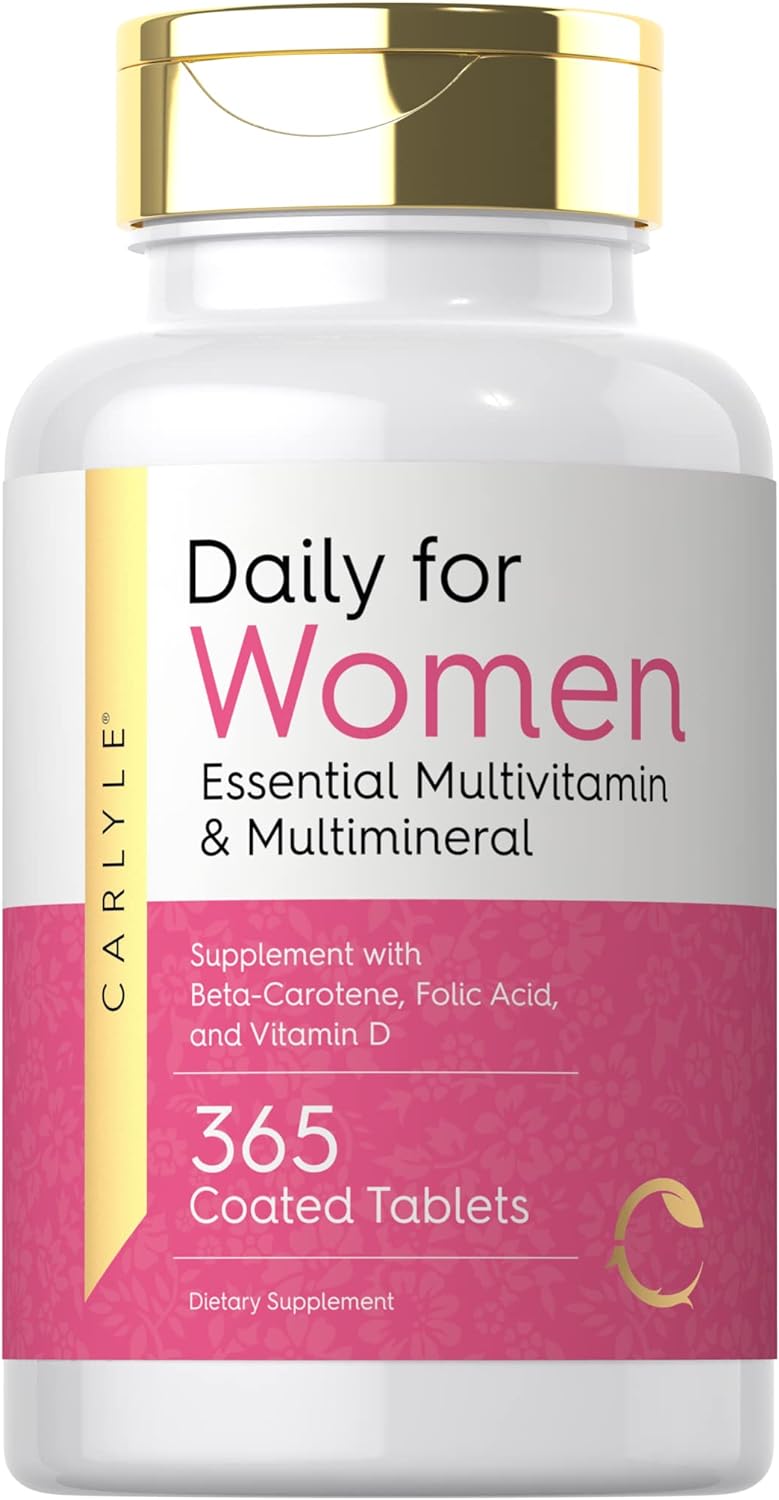 Carlyle Multivitamínico y Multimineral para Mujeres - 365 Comprimidos - Con Betacaroteno, Ácido Fólico y Vitamina D
