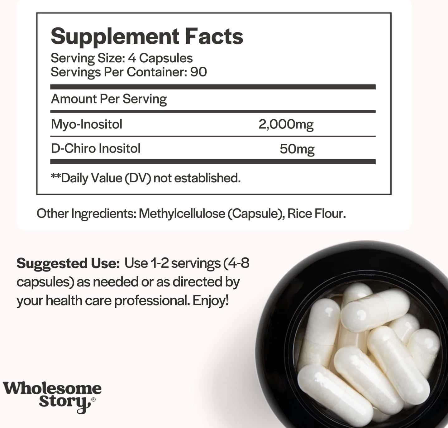 Wholesome Story Myo-Inositol y D-Chiro Inositol (Proporción 40:1), 90 Cápsulas