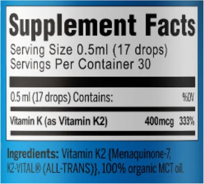ACTIVATION Perfect K2 MK-7 - Suplemento Líquido de Vitamina K2, 15 ml