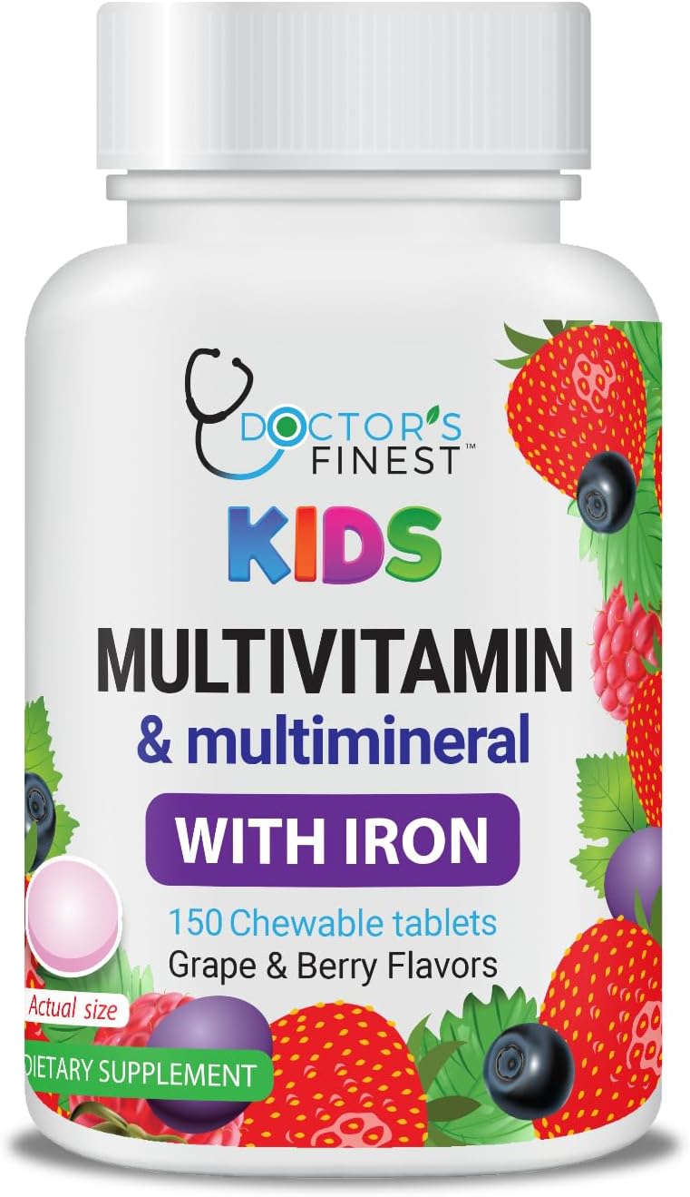 Lifeable Multivitamínico y Multimineral con Hierro para Niños - 150 Comprimidos Masticables Sabor Uva y Bayas