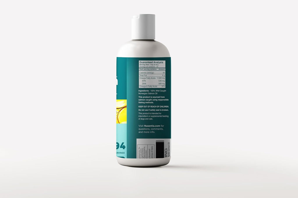 Aceite de Salmón Salvaje Nórdico para Perros y Gatos, 96 dosis - Omega-3 Puro de NUSENTIA