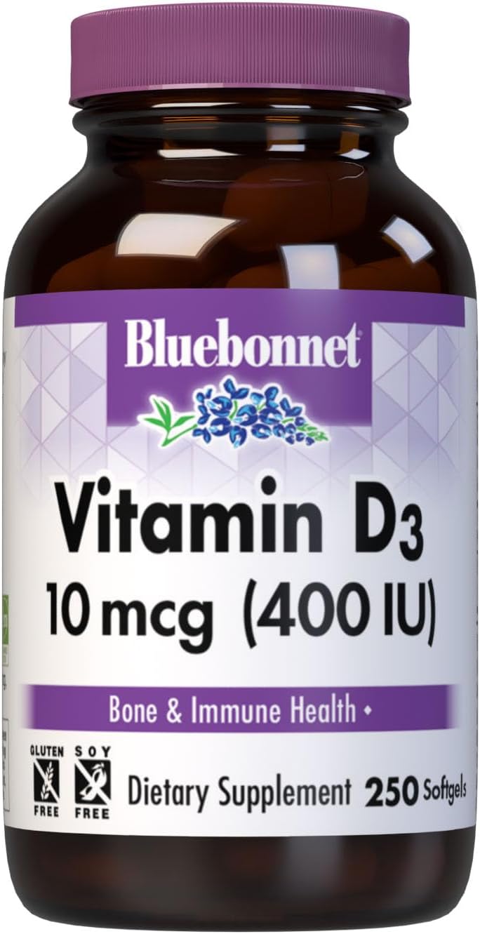 BlueBonnet Vitamina D3 400 IU, Vegetable Capsules, 250 Count