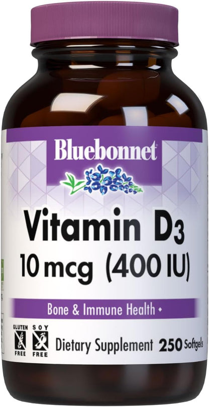 BlueBonnet Vitamina D3 400 UI, Cápsulas – Contribuye a la absorción y utilización normal del calcio y del fósforo. – Image 1