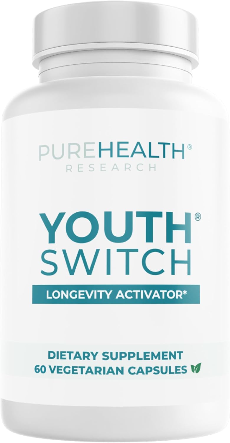 PUREHEALTH RESEARCH Youth Switch - Suplemento Antiedad para Hombres y Mujeres - 60 Cápsulas