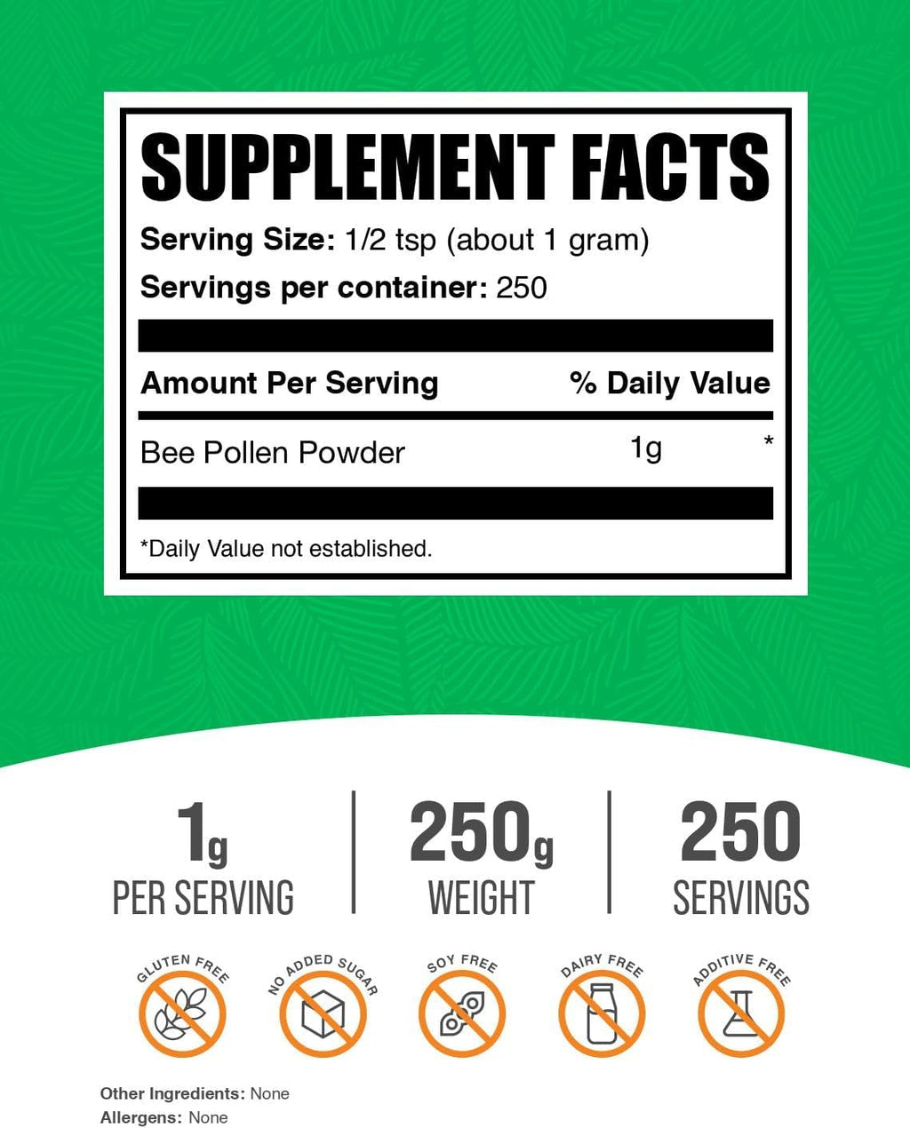BulkSupplements Bee Pollen Powder - Superfood, 250g
