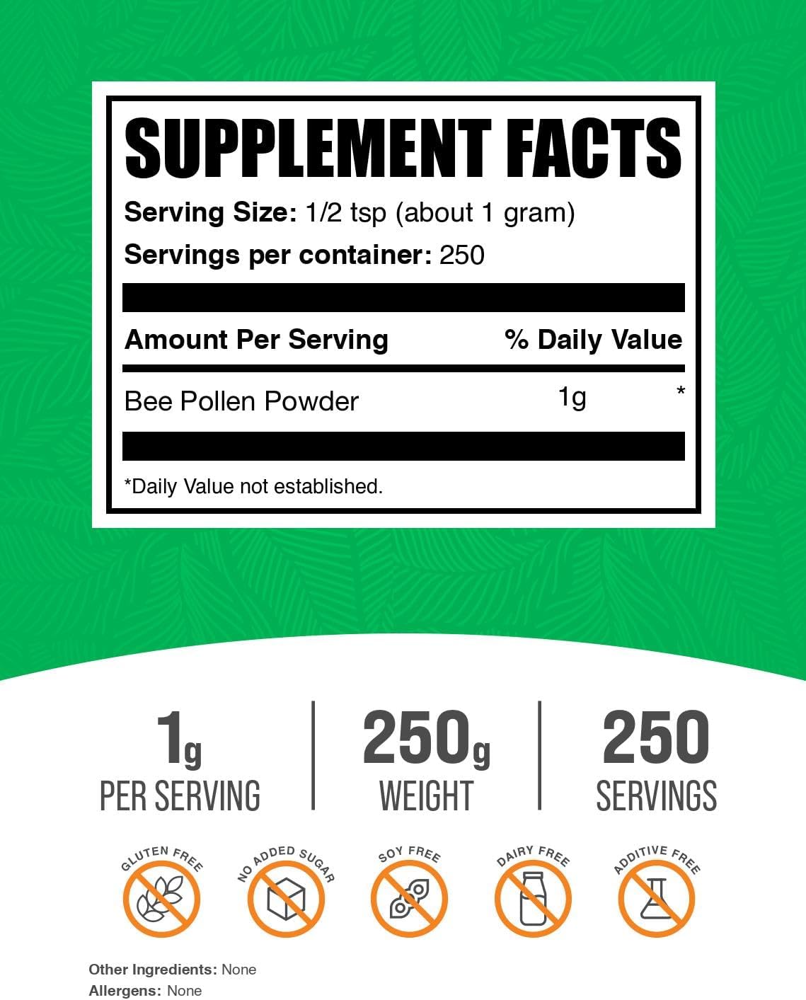 BulkSupplements Bee Pollen Powder - Superfood, 250g