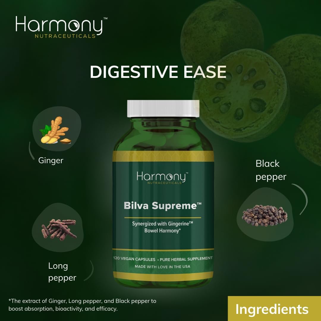 Harmony Nutraceuticals Bilva Supreme - Suplemento Ayurvédico para la Digestión con Jengibre - 120 Cápsulas Veganas