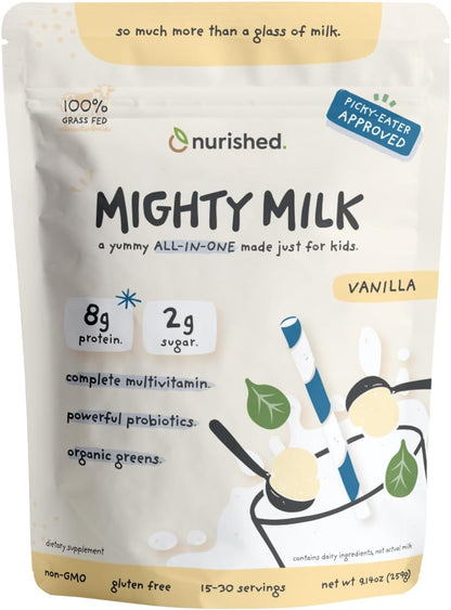 Nurished Mighty Strawberry Milk - Proteína y – Niños de 4 años en adelante: 2 cucharadas (una ración doble), – Image 10