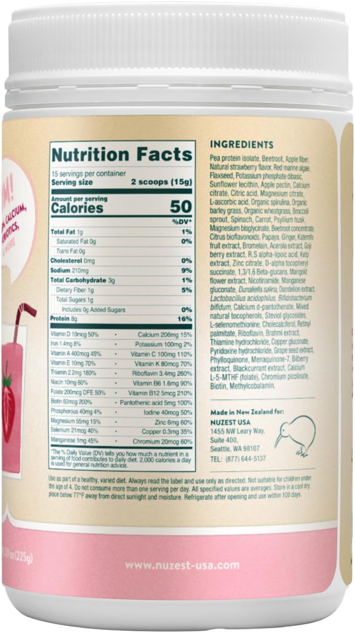 Nuzest Kids Good Stuff - Batido Multivitamínico Vegano Sabor Fresa - 225g (15 raciones)