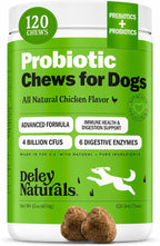 Deley Naturals Probióticos Plus Masticables para Perros - 5 Mil Millones UFC con Enzimas Digestivas - Sabor a Calabaza - 90 Unidades