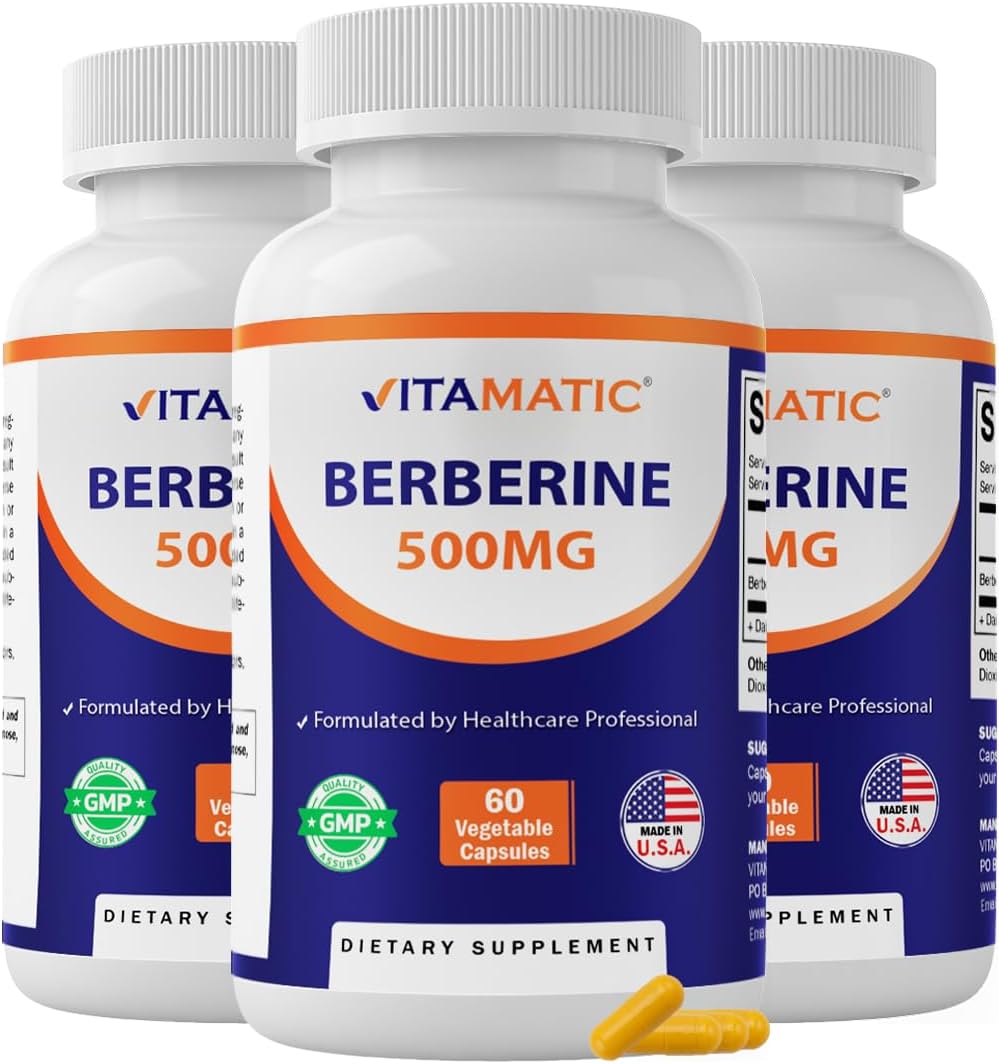 Vitamatic Berberine 500mg - 180 Cápsulas Veganas - Suplemento de Berberina