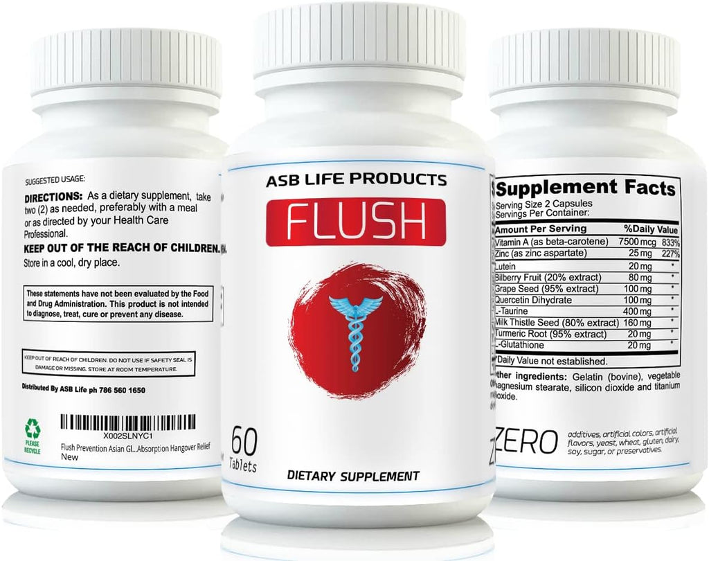Flush Alivio del Rubor por Alcohol - Suplemento Multivitamínico