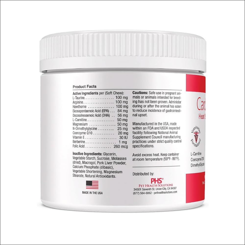 CARDIOMAX Suplemento de Apoyo Cardíaco para Perros - Antioxidantes, L-Taurina, CoQ10 - 60 Masticables Blandos
