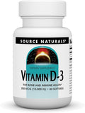 Source Naturals Vitamina D-3, 250 mcg (10.000 UI), 60 Cápsulas Blandas