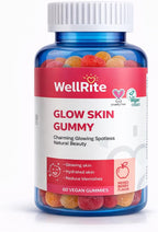 Wellrite Glow Skin Gummy Vitamins – Gominolas para la piel, 60 uds, sabor manzana, veganas