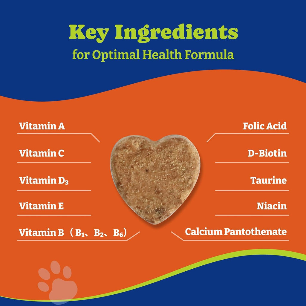 YoYoBay Multivitamínico Masticable para Perros - 180 Comprimidos Sabor Pato y Pera - Vitaminas A, B, C, D, E