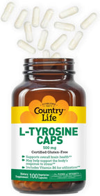 Country Life L-Tirosina 500mg con Vitamina B6 - 100 Cápsulas