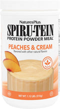 NaturesPlus SPIRU-TEIN, Peaches & Cream - Proteína Vegetal en Polvo con Vitaminas y Minerales