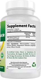 Best Naturals Wild Lettuce 10:1 Extract 250 mg - 240 Capsules