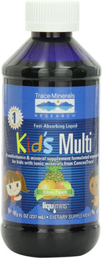 Trace Minerals Kid's Multi - Suplemento Multivitamínico Líquido para Niños - Apoyo Inmunológico y Óseo - Sabor Punch Cítrico, 237 ml