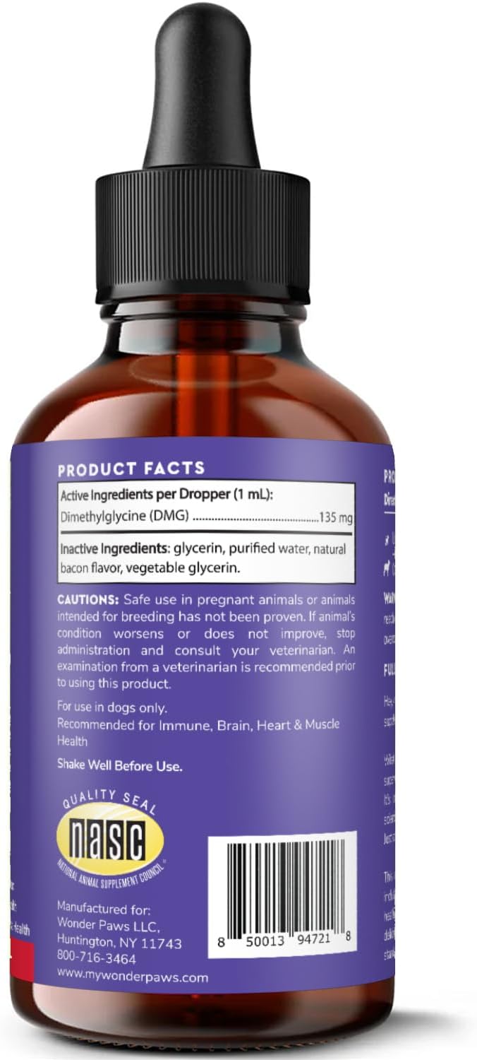 Premium DMG para Perros – Suplemento Líquido de Dimetilglicina (DMG) para la Salud Inmunológica, Piel, Rendimiento y Estrés – 118 ml