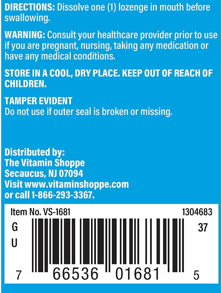 Vitamina B12 Metilcobalamina 1000mcg - 60 Comprimidos Sabor Cereza Negra - The Vitamin Shoppe