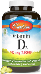 Carlson Vitamina D3 4000 UI (100 mcg) - 360 Cápsulas Blandas