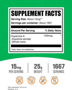 Huperzine A en polvo - 25g (15mg por ración) - BulkSupplements