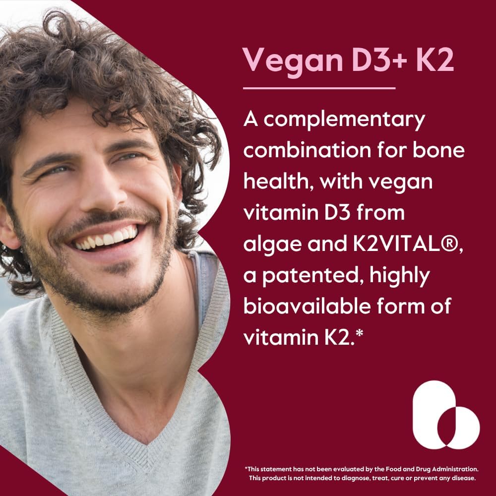 BESTVITE Vitamina D3 5000 UI + K2 100 mcg MK-7 (120 Cápsulas Vegetarianas) - Vegano - Sin Estearatos - No GMO - Sin Gluten