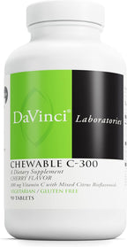 DaVinci Labs Chewable C-300 - Vitamina C masticable con bioflavonoides y pectina - Sabor cereza - 90 tabletas vegetarianas