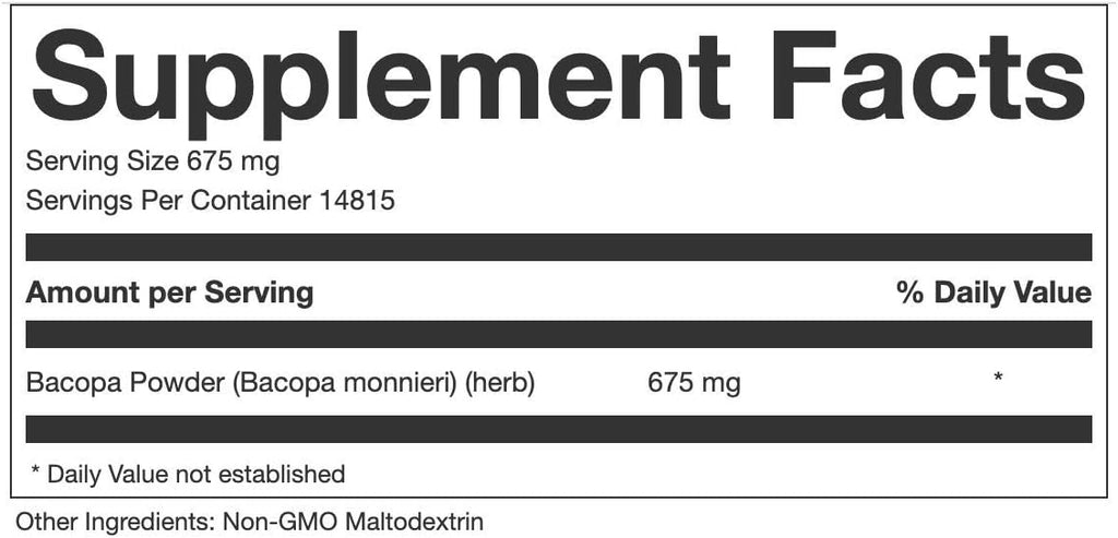 Prescribed For Life Polvo de Bacopa 20% Bacósidos (Brahmi) - 10 kg