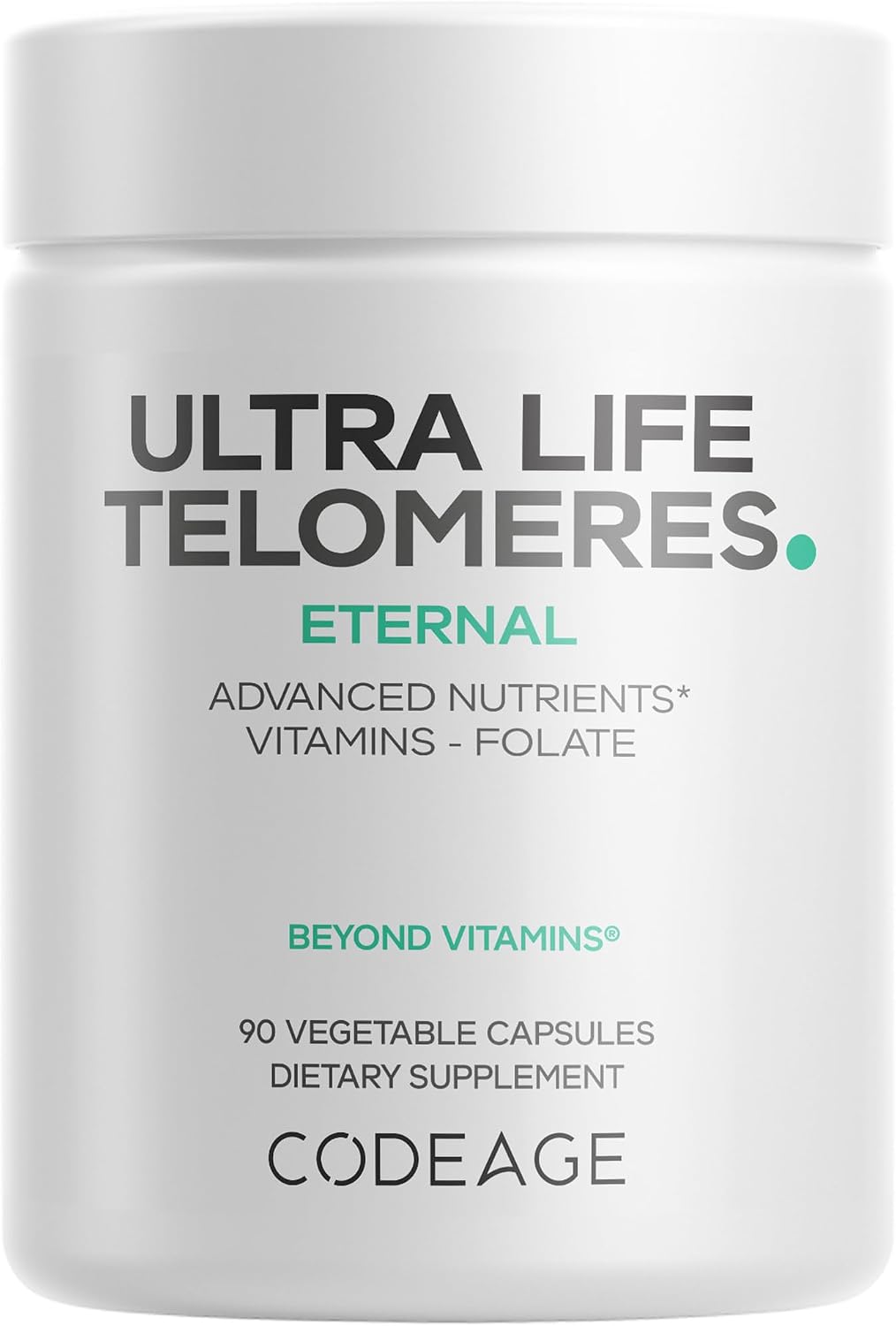 Codeage Ultra Life Telómeros - Suplemento con 5-MTHF, Vitamina B12 Metilcobalamina y Hierbas Adaptógenas - 90 Cápsulas