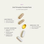 Perelel Pack Prenatal Segundo Trimestre - Multivitamínico con Magnesio, Omega 3, Hierro y Calcio, 30 Sobres Diarios