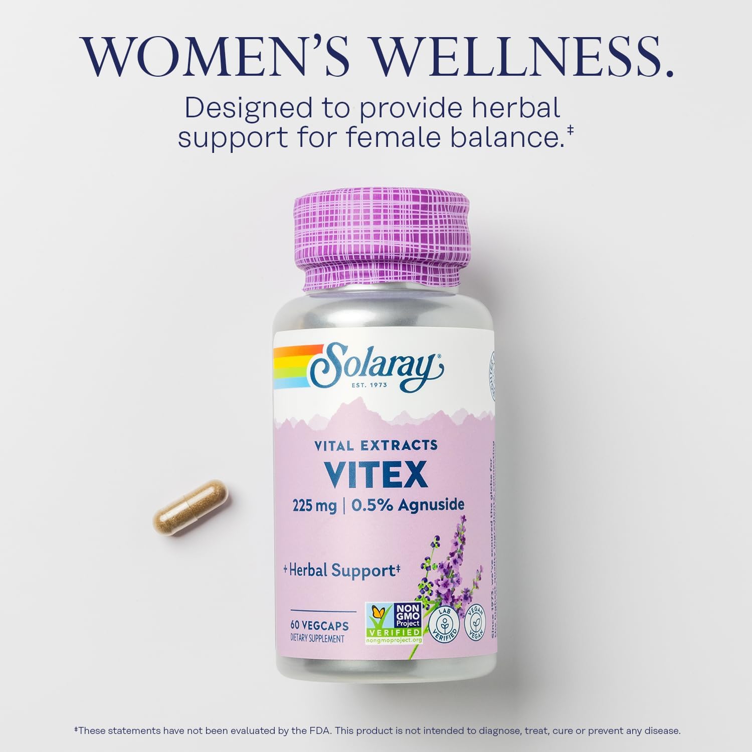 SOLARAY Vitex (Sauzgatillo) 225 mg, 60 cápsulas veganas
