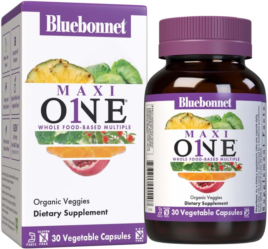 Bluebonnet Maxi One Iron - Multivitamin and Mineral with Iron, 30 Vegetable Capsules