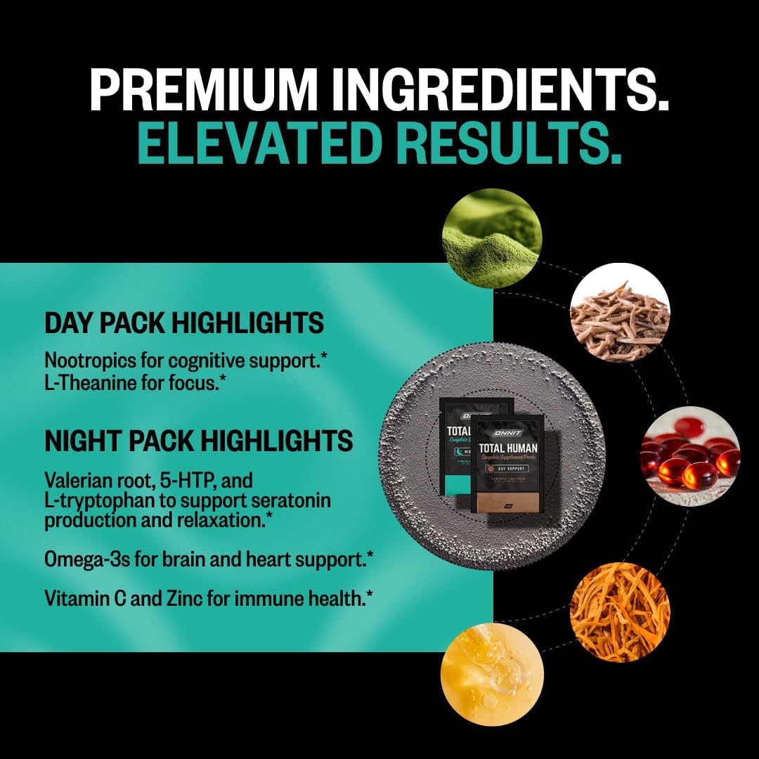 ONNIT Pack de Rendimiento Diario: Alpha Brain Nootrópico (90 cápsulas) + Total Human Day & Night (30 días)