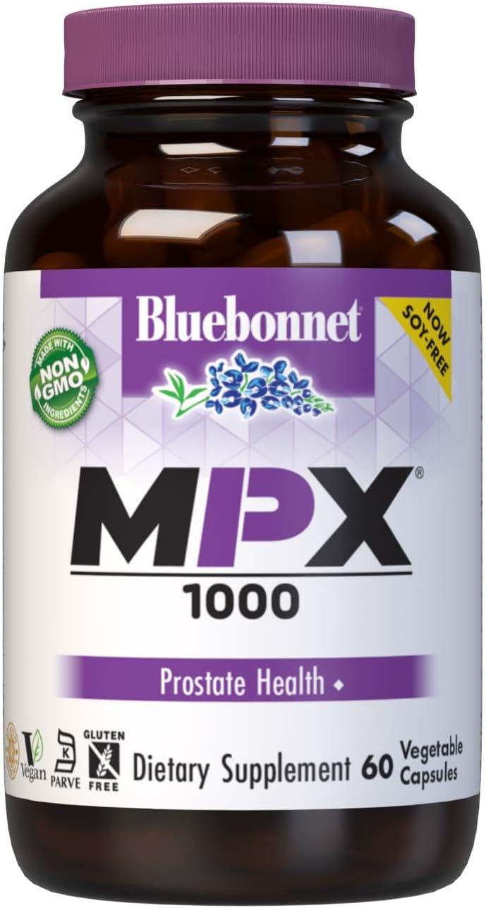 BlueBonnet Nutrition MPX 1000 - Apoyo Prostático con Saw Palmetto, Beta-Sitosterol y Ortiga - 60 Cápsulas Veganas