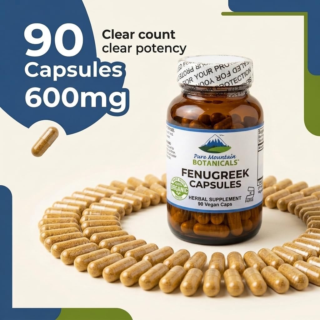 Cápsulas de Fenogreco Orgánico 600mg - 90 Cápsulas Veganas Kosher