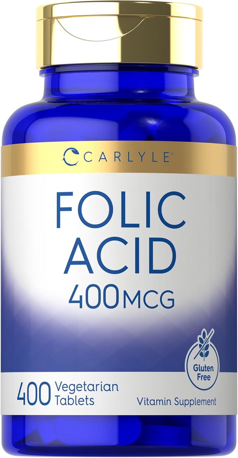Carlyle Ácido Fólico 400 mcg | 400 Comprimidos | Vegetariano, No-GMO, Sin Gluten