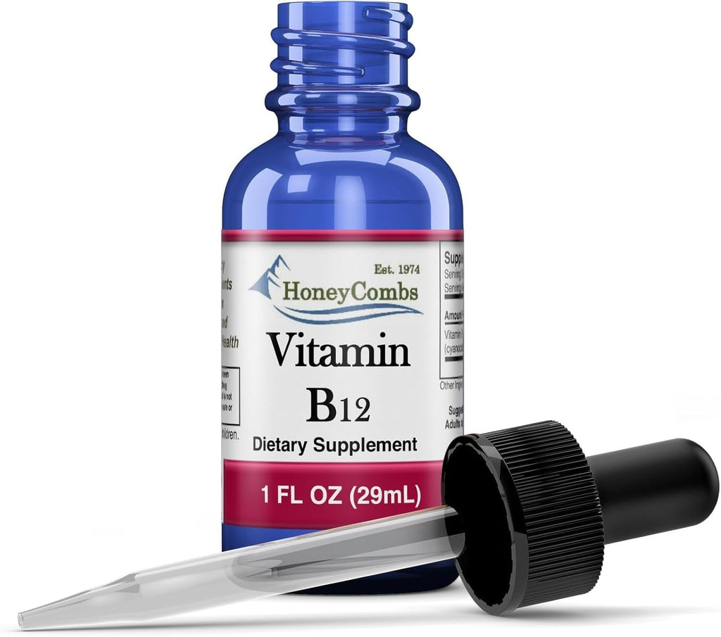 HoneyCombs Vitamin B12 Liquid Drops, 8 Fl Oz (237 ml) - Cianocobalamina