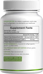 DEAL SUPPLEMENT Vitamina D3 2.000 UI + K2 MK7 50 mcg Softgels | Complejo 2 en 1 con Aceite de Coco Virgen