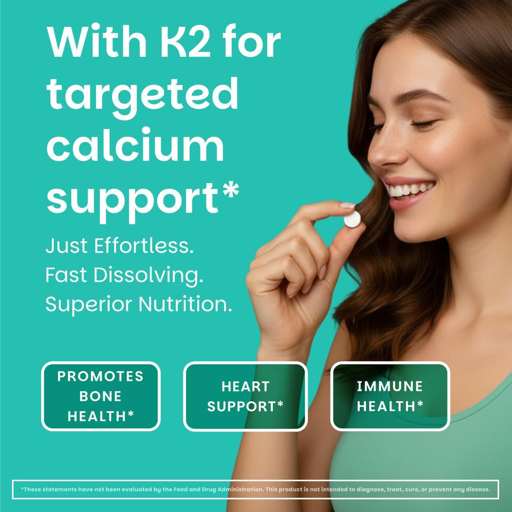 EZ Melts Vitamina D3 + K2 5000 UI, 90 Comprimidos Disolubles Veganos Sabor Manzana Verde
